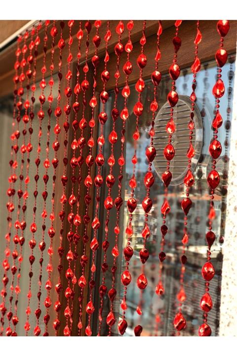 1İLKOUTLET Kapı Perdesi Sinekliği Kırmızı Mika