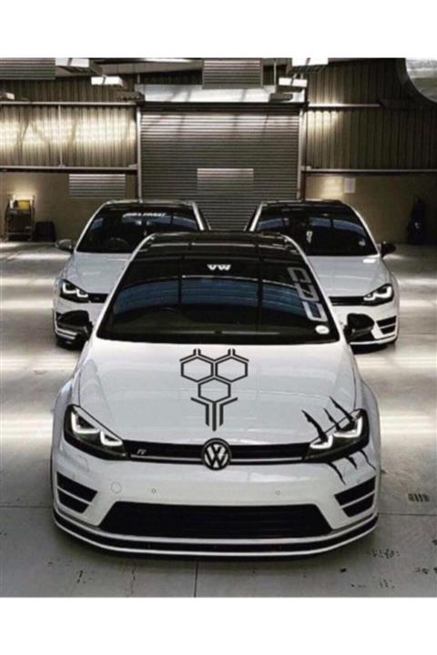 Quart Aksesuar Petek Kaput Sticker Oto Araba Sticker Siyah 58 X 35 Cm