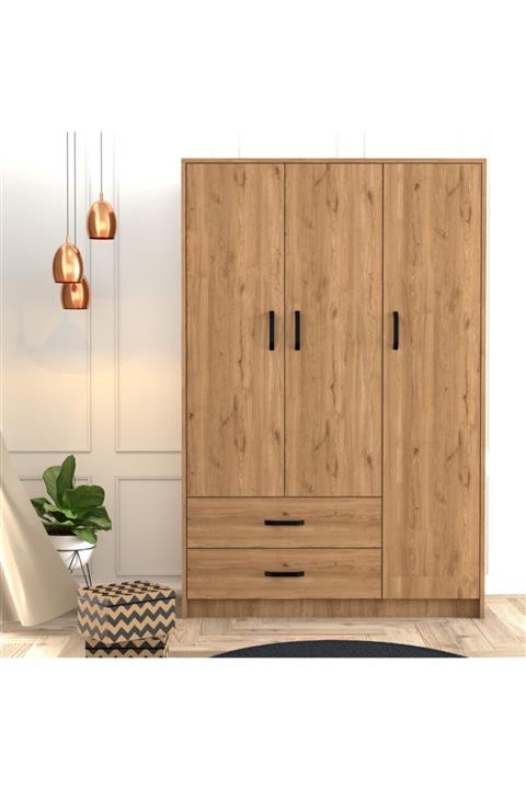 Mezza Grande Modern 3 Kapılı 2 Çekmeceli Gardırop 3506