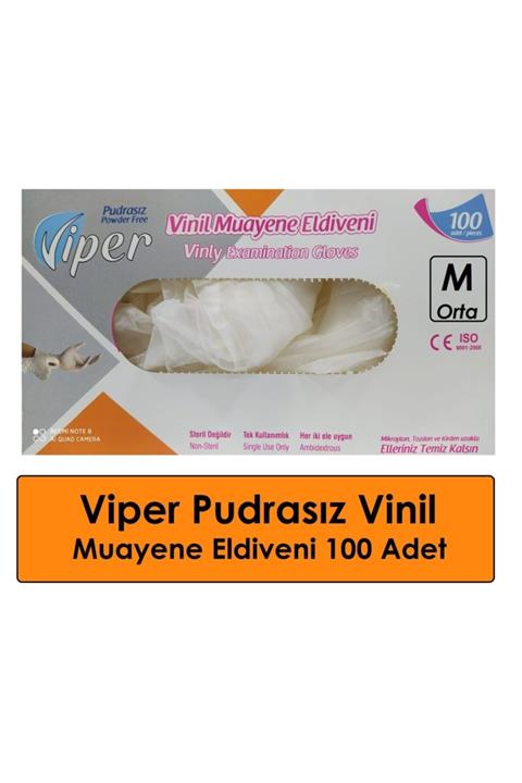 VİPER Pudrasız Eldiven ( Vinil ) M- Beden 100 Adet