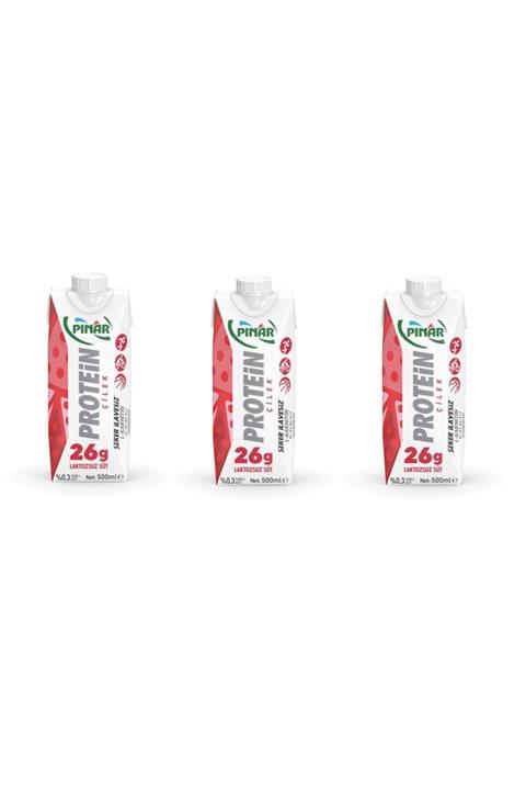 Pınar Laktozsuz Proteinli Çilekli Süt 500 Ml 3'lü