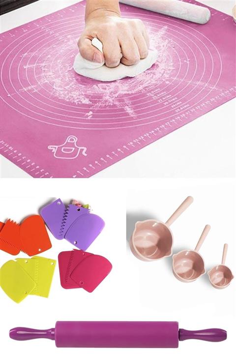 Jet's Home Hamur Açma Seti/ Hamur Matı+merdane+kazıyıcı+ölçü Kaşığı