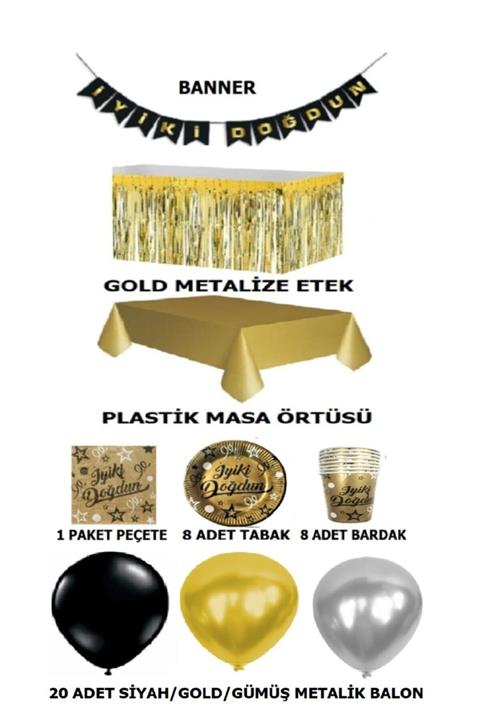 ÖFN Aksesuar Doğum Günü Seti Siyah/gümüş/gold