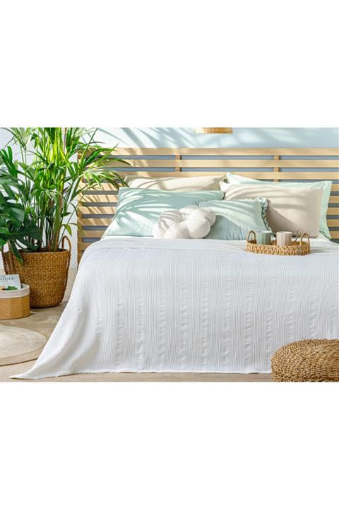 English Home Comb Düz Pamuklu Tek Kişilik Pike 150x220 Cm Beyaz