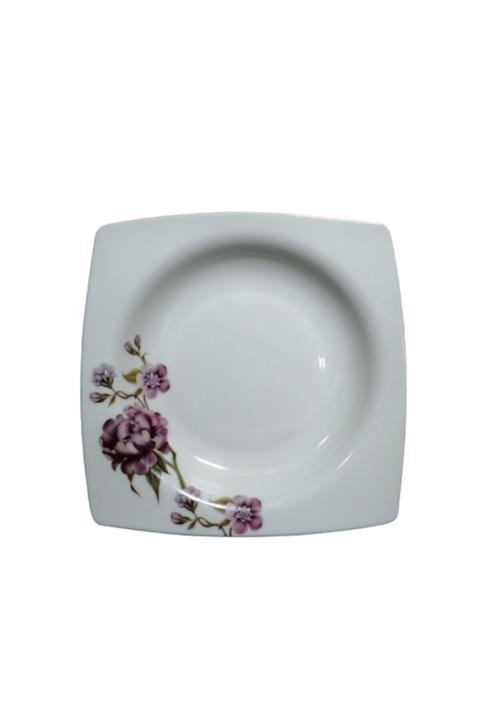 Güral Porselen Güral Gür 2712 Grande New Bone Desenli Kare Çukur Tabak 23x23 12' Li