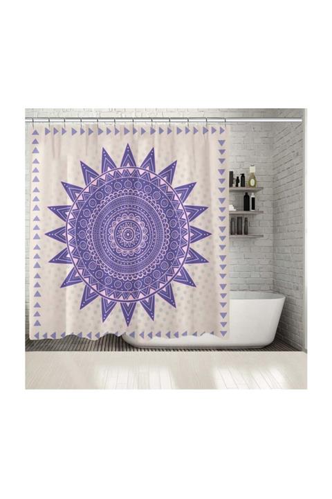 Henge Home Baskılı Duş Perde Pembe Süs Desenli