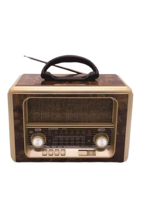 Everton Rt-813 Nostaljik Görünümlü Bluetoothlu Mp3 Çalar Radyo Müzik Kutusu Ahşap Açık Kahverengi