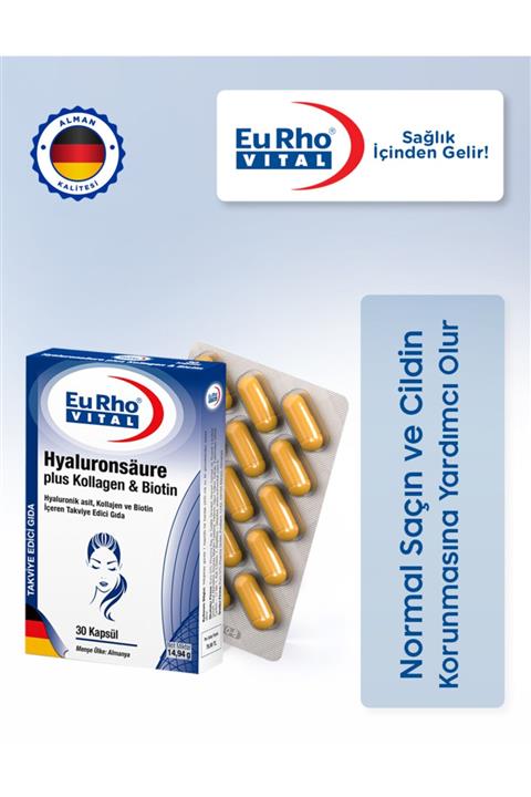 Eurho Vital Eurho® Vital Hyaluronik Asit, Kollajen Ve Biotin Içeren Takviye Edici Gıda