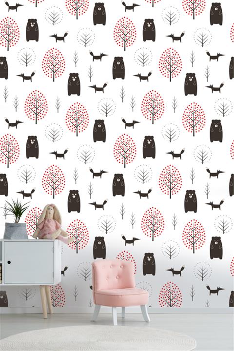 LAGOONkids Red Trees Çocuk Odası Duvar Kağıdı