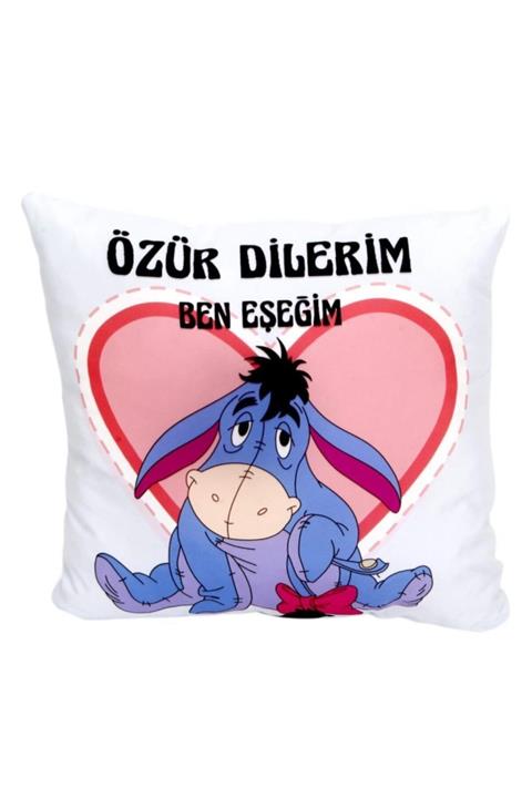 HediyeKanalı Özür Dilerim Ben Eşeğim Tasarımlı Puf Yastık