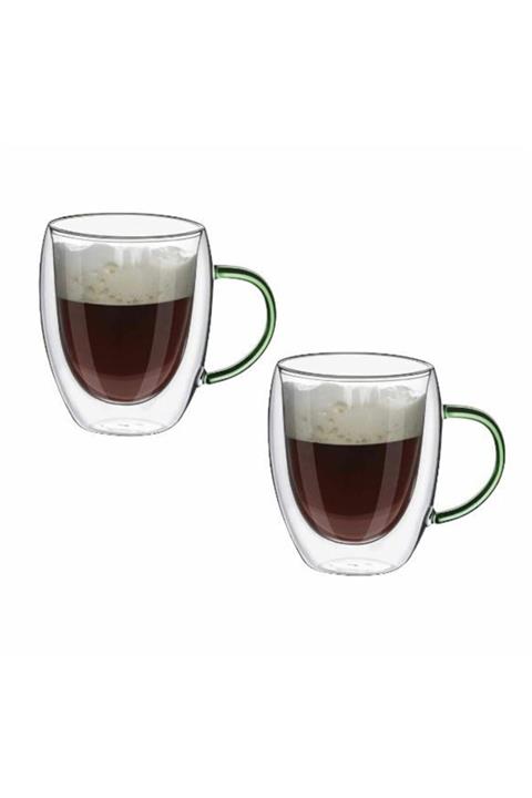 Linan Ware Linanware 2'li Set Çift Camlı/cidarlı Borosilikat Cam Kahve/meşrubat Kupa Bardaklar 300 ml