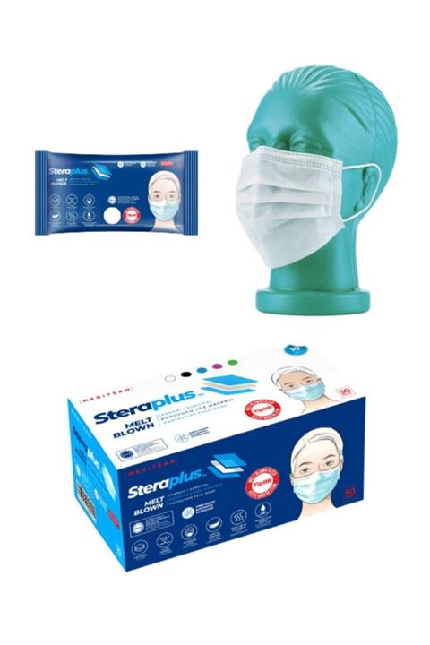 STERAPLUS Beyaz 3 Katlı Burun Telli Cerrahi  Yüz Maskesi