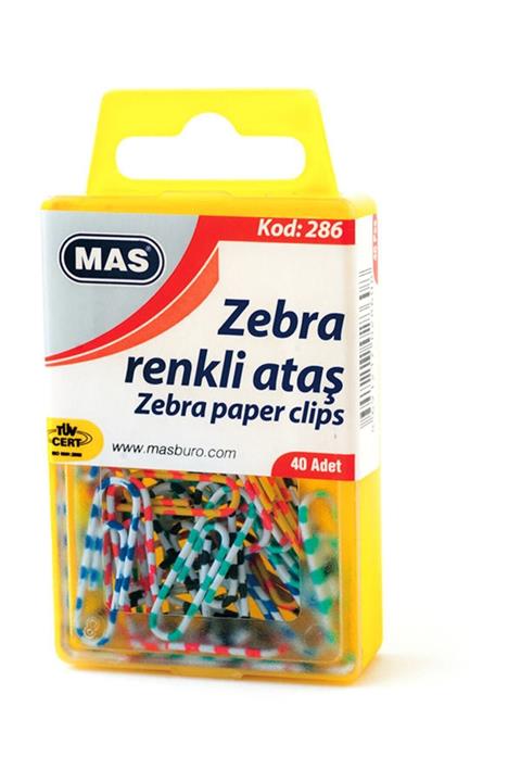 Mas Zebra Ataş (Pvc Kaplı-28 Mm) Kristal Kutuda 40 Adet