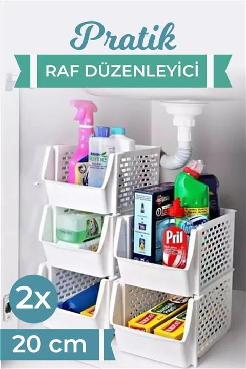 Nandy Home 2 Adet Pratik Raf Düzenleyici 20 Cm Beyaz