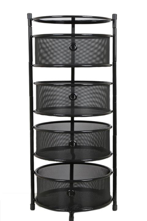 TRENDESK 4 Katlı Siyah Metal Patates Soğan Sebze Meyve Sepeti Sebzelik