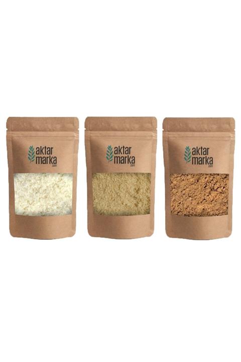 Aktarmarka Kabuğu Soyulmuş Badem Unu 250 Gr-hindistan Cevizi Unu 250 Gr-keçiboynuzu Unu 250 Gr Glutensiz