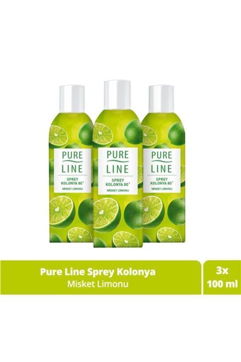 Pure Line Misket Limonu 80 ° Sprey Kolonya 100 Ml 3 Adet