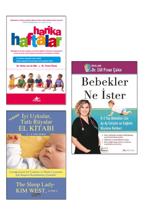 Betonsu Tasarım Bebekler Ne Ister + Harika Haftalar + Iyi Uykular Tatlı Rüyalar El Kitabı Kim West / 3 Kitap Set