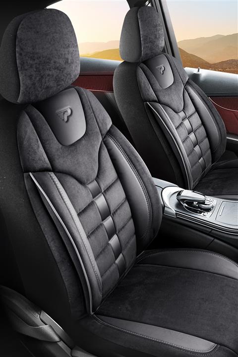 Panda Kılıf Panda Toronto Serisi Uyumlu  Oto Koltuk Kılıfı Tam Set Siyah Gri