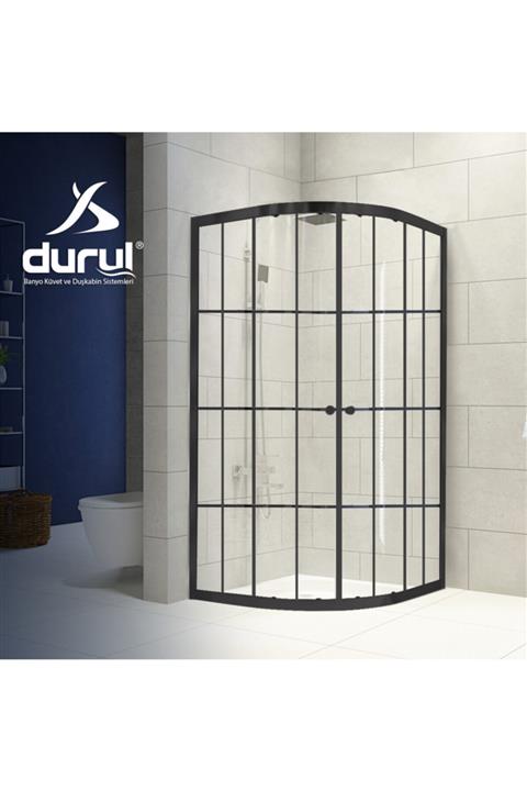 Durul Duşakabin 100x100 Oval Siyah Karolaj Cam