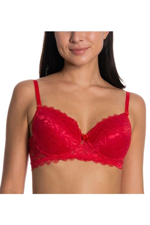 Valensa Kırmızı Dantelli Destekli Sütyen