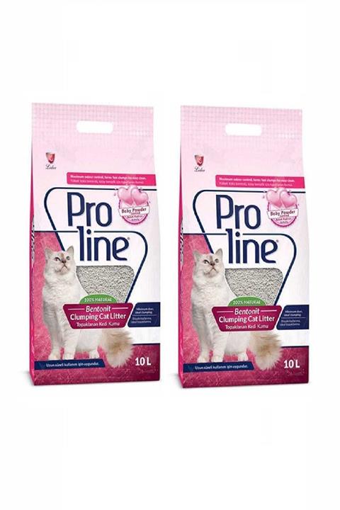 Pro Line Proline Bebek Pudrası Kokulu Ince Tane Topaklanan Kedi Kumu 10 Lt X 2 Adet