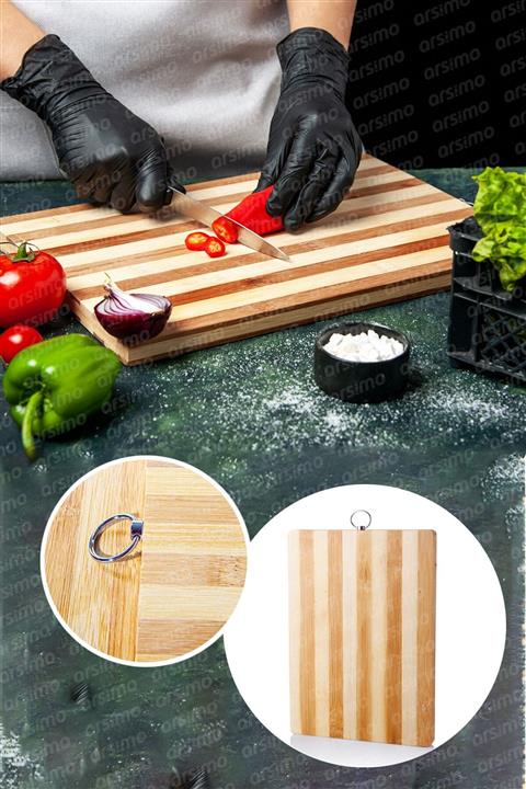 Arsimo Bambu Kesim Panosu Kesme Tahtası Metal Asma Aparatlı 18x25
