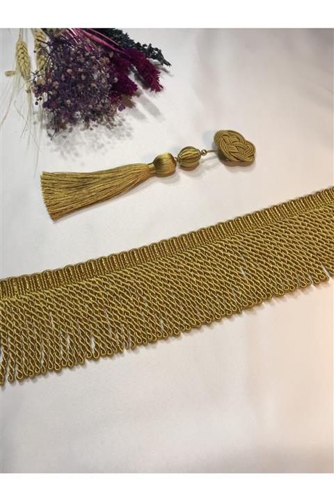 Saççax Exclusive Altın Renk Bulion Saçak Serisi Perde Püskül