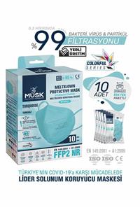 Musk N95 Maske Turkuaz Renk 10 Adet