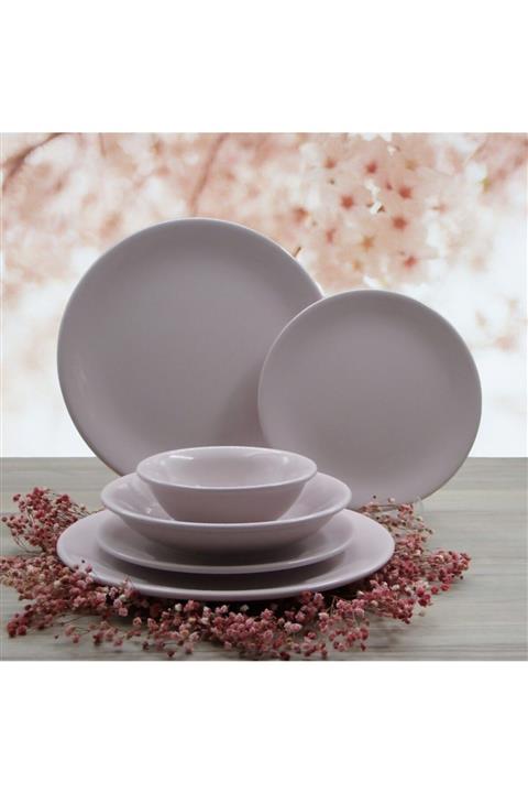 Arna Porselen 24 Parça 6 Kişilik Seramik Yemek Takımı-lila