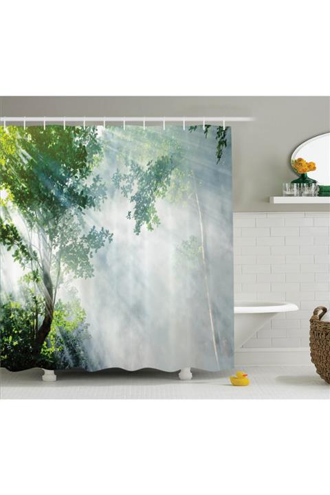 Orange Venue Ağaçlar Duş Perdesi Sisli Orman Ve Süzmeler Temalı Rengirenk