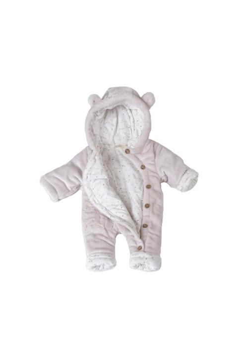 POKY BEBE Bebek Hello Ayıcık Işlemeli Düğmeli Coral Soft Elyaflı Uyku Tulumu Yıkanabilir-1426
