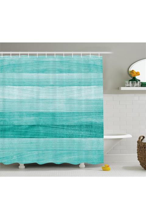 Orange Venue Deniz ve Okyanus Duş Perdesi Turkuaz Desenli Rengirenk