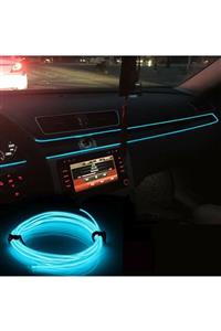 DEKOHOP 5 Metre Buz Mavi Araç Içi Neon Ledi Ip Led 5 Metre Buz Mavi