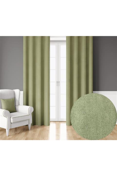 Demor Home Soft Çağla Yeşili Ekstrafor Büzgülü Ada Fon Perde