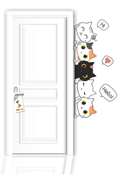 Sticker Sepetim Çocuk Odası Kapı Kenarı Sticker Sevimli Kediler