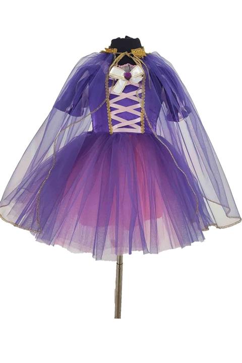 Kostümcü Teyze Kız Çocuk Rapunzel Tütü Elbise Ve Taç Pelerin Seti