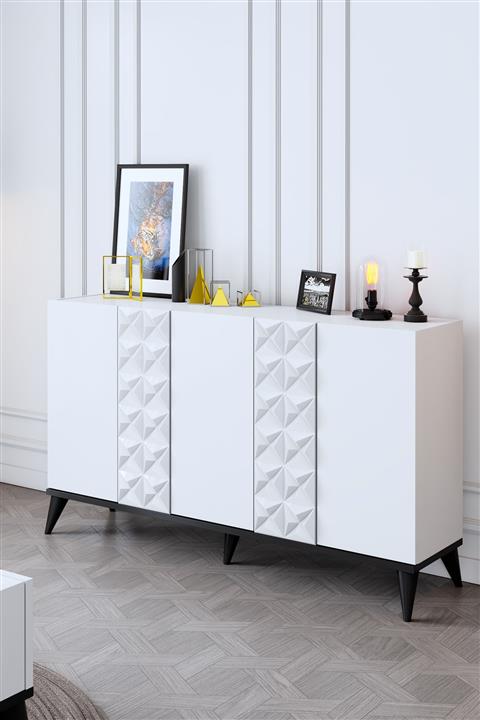 Modatte Kristal Konsol Dolap - Beyaz