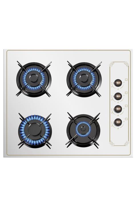 KUMTEL Rustik Beyaz Cam Ankastre Ocak