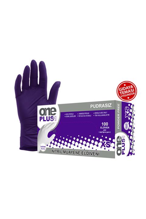 One Plus1 One Plus Nitril Pudrasız Muayene Eldiveni Mor 100'lü (xs)