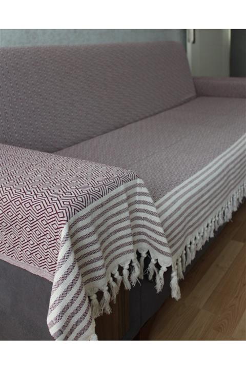 Coperta Battal Boy Kolları Örten Pamuklu Koltuk Örtüsü 3lü