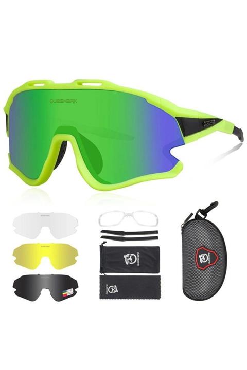 QUESHARK Polarize Anti-uv Outdoor 4 Lens Ultra Hafif Spor Motorsiklet Bisiklet Güneş Gözlüğü