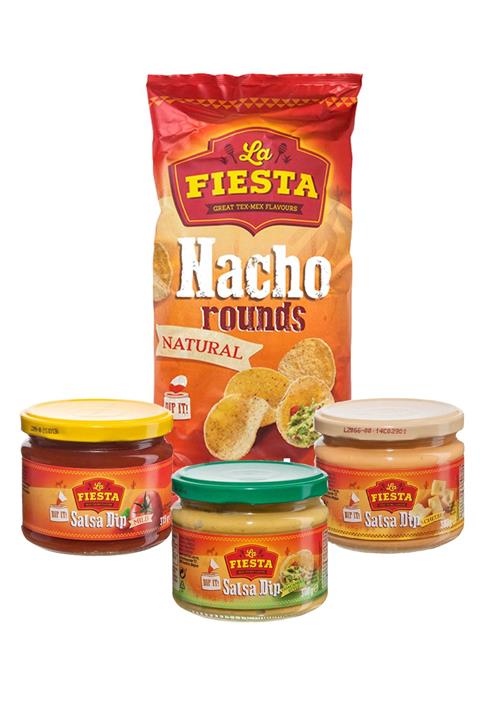 La Fiesta Film Paketi (Sade Yuvarlak Tortilla Cips, Çedar Peynirli Dip Sos, Guacamole Dip Sos, Salsa Dip Sos)