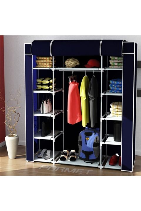 PORMET Çift Yandan Raflı Bez Dolap - Lacivert