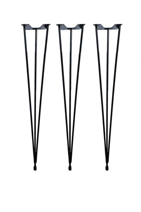 Tapacım Metal Tel Ayak Firkete Kütük Sehpa Ayağı 50 Cm ( 3'lü ) Siyah