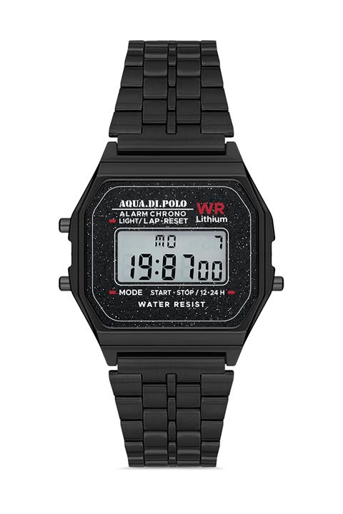 Aqua Di Polo 1987 Unisex Siyah Dijital Retro Kol Saati Apwa064201