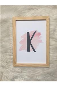 tasarımcı anne Dekoratif Çocuk Odası Çerçevesi Pembe K Harfi