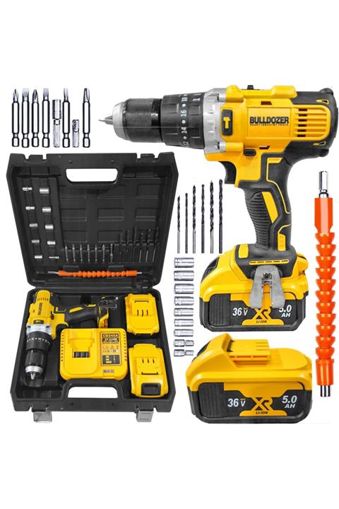 Bulldozer 36v 5ah Darbeli 300 Parça Set 13mm Metal Madren Çift Akülü Şarjlı Vidalama Matkap