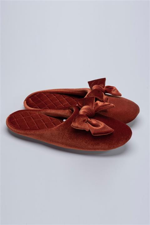 pufidy Fiyonklu Kadife Terlik - Kremit