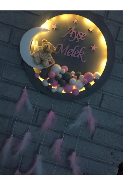 NeşeliAtölyem 31 Cm Ledli Yuvarlak Bubble Kapı Süsü